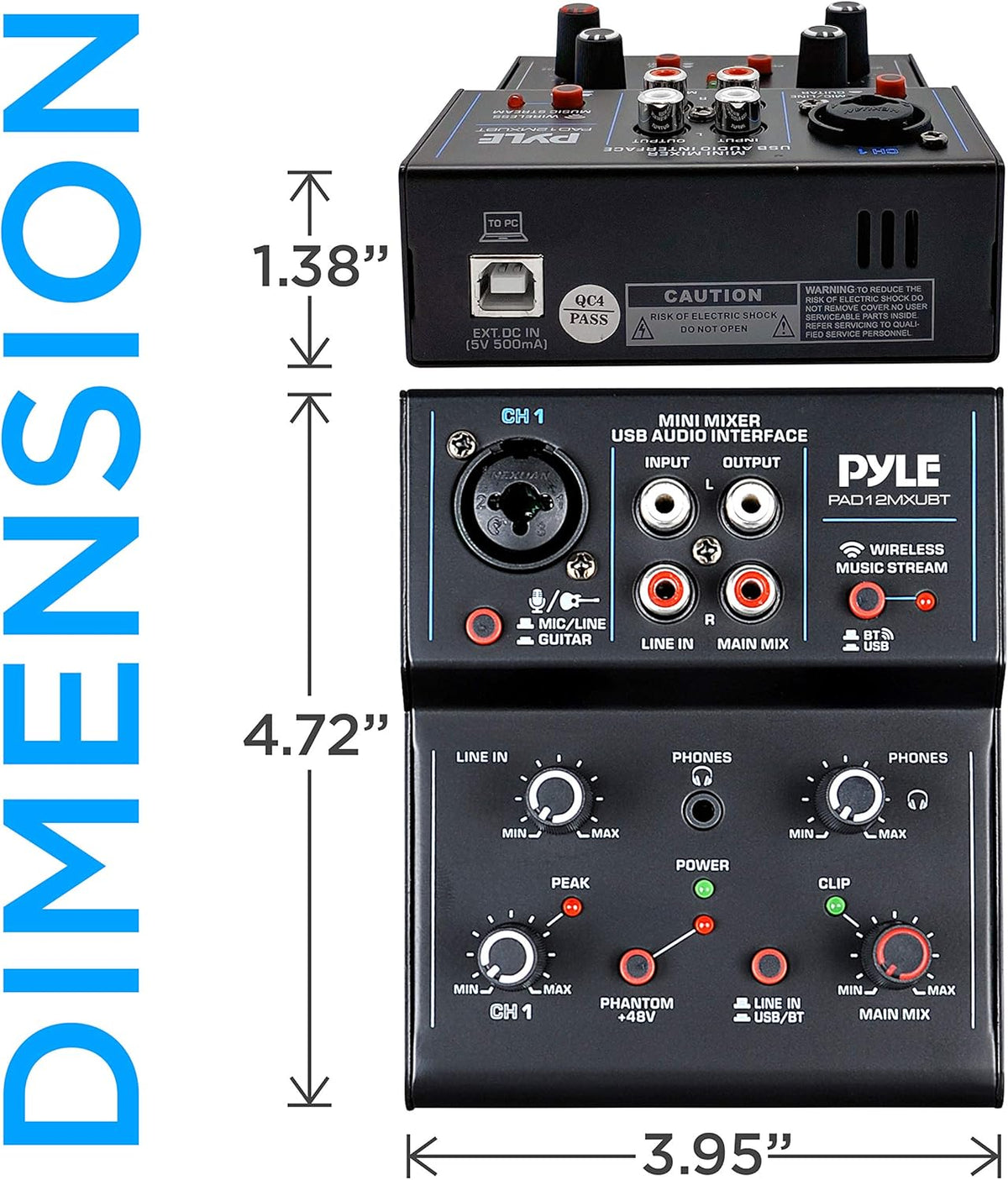 2-Channel Bluetooth DJ Controller Sound Mixer with USB Audio Interface R900634