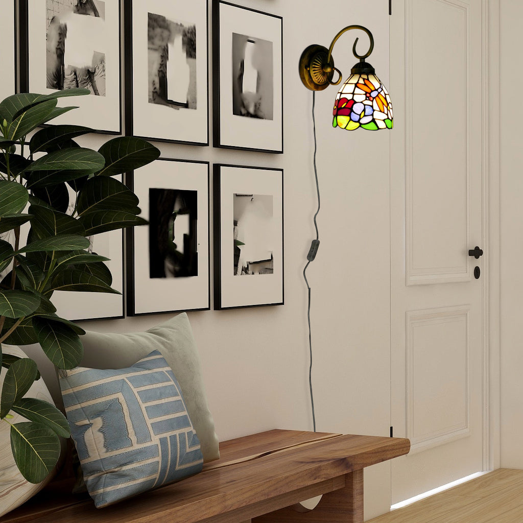 Tiffany Style Dimmable Wall Sconce with Remote Control, Set of 2 V2341