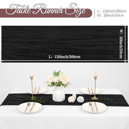 25 Pcs Ivory Cheesecloth Table Runner 10FT Rustic Wrinkled Gauze Table Runner 20x120 inch N71724