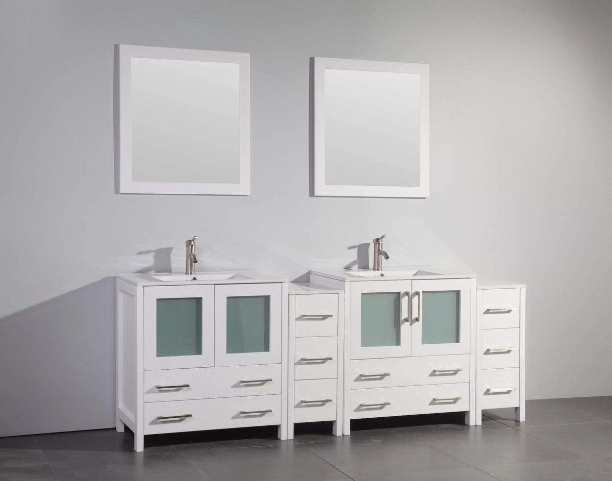 84 in. Double Sink Vanity Cabinet with Ceramic Sink & Mirror H945