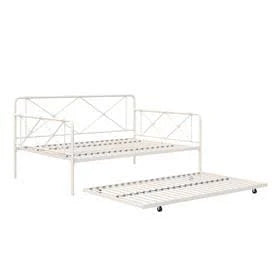 White Full Metal Farmhouse Daybed with Trundle B992