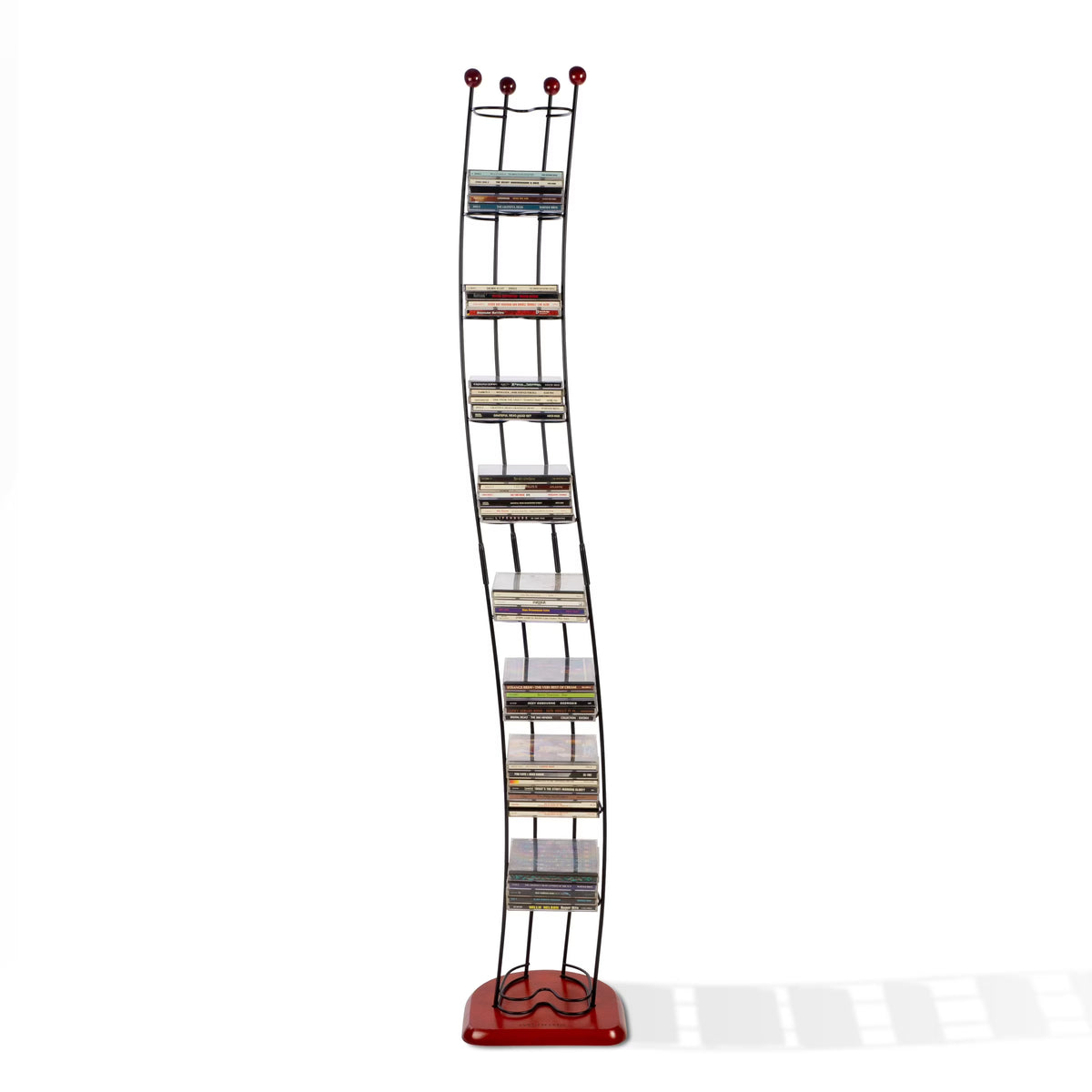 Black Steel CD Tower with Cherry Wood Base U5319