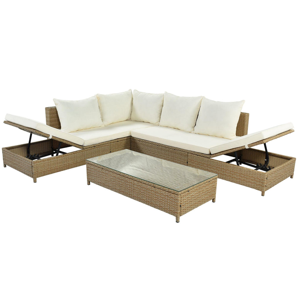 6 Seat PE Rattan Sectional Sofa Set with Adjustable Chaise M501