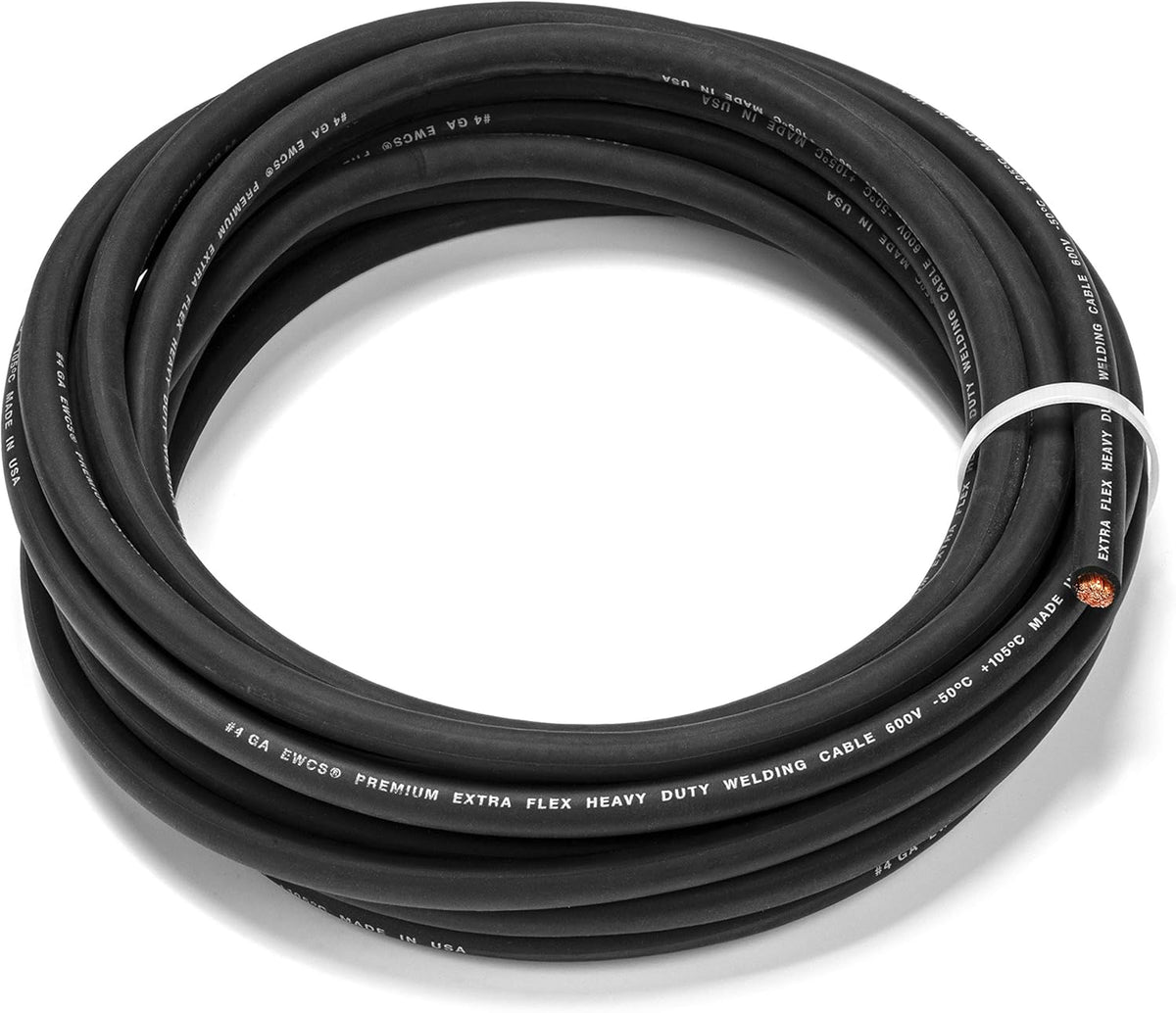 4 Gauge 30 Feet Black Copper Welding Cable 600 Volt J367703