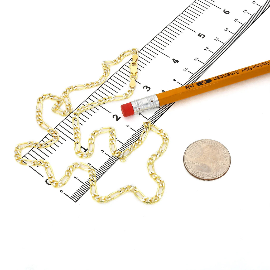 18K Gold Over Silver Diamond-Cut Figaro Chain Necklace C130981