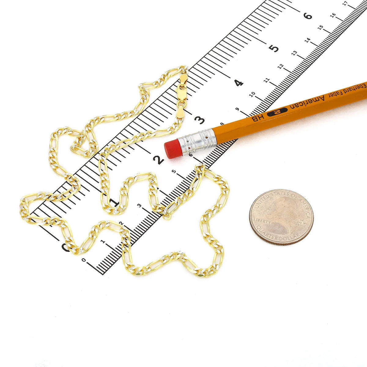 18K Gold Over Silver Diamond-Cut Figaro Chain Necklace C130981