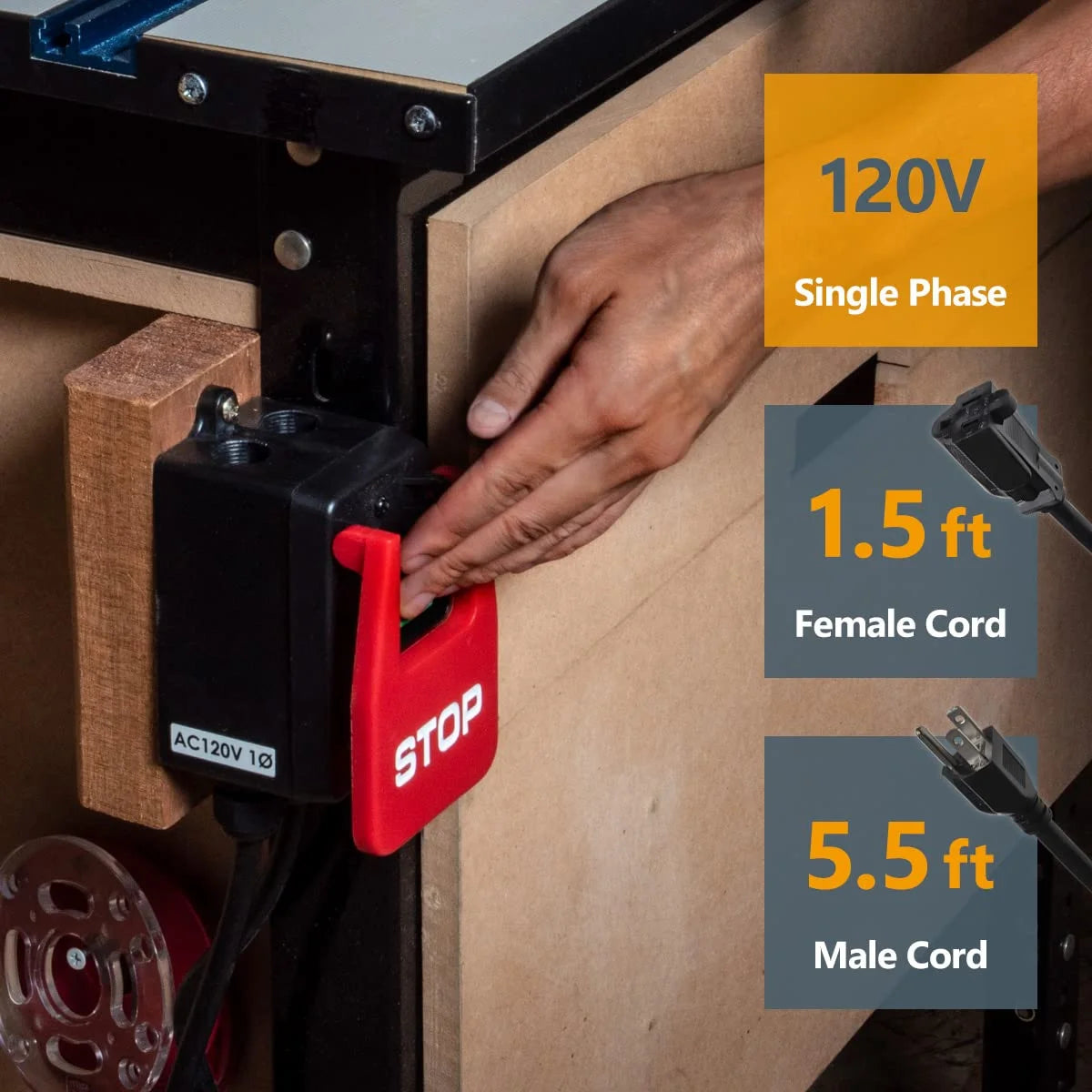 120V Safety Power Tool Paddle Switch with Heavy Duty Cords H864845