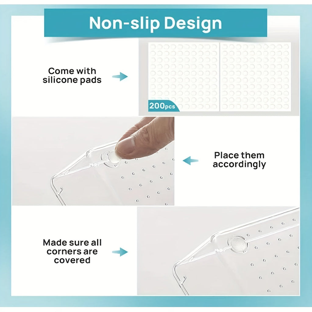 44pcs Clear Plastic Drawer Organizers Set with Non-Slip Pads B9072