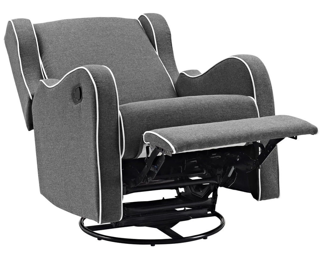 Gray Fabric Upholstered Swivel Gliding Recliner Q9918
