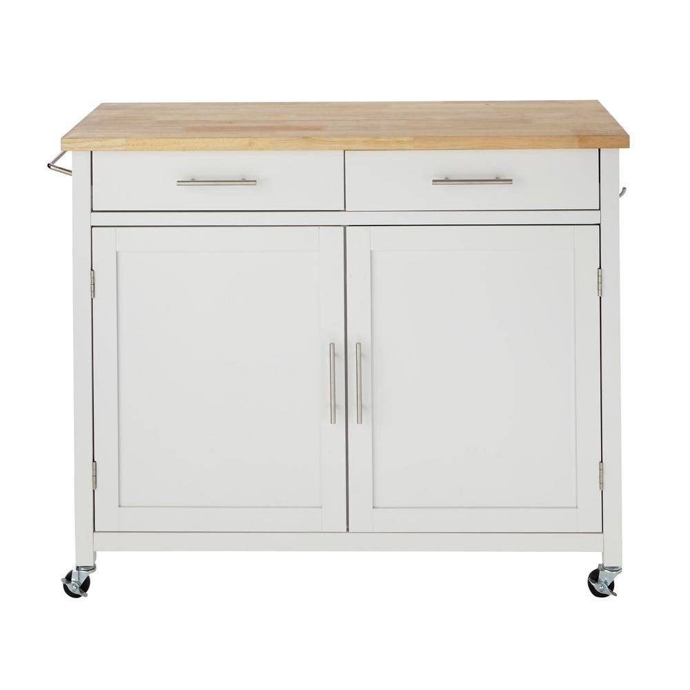 White Kitchen Cart with 2 Drawers P92521