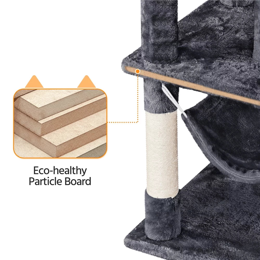 67" Multi-Level Cat Tree Tower with 2 Condos & Hammock Basket B5764