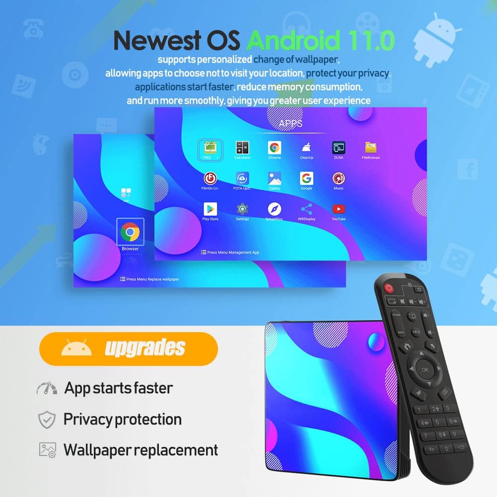 TV Box with Backlit Mini Keyboard, 4GB RAM 64GB ROM, Dual-WiFi, 4K UHD, Pack of 2 J789