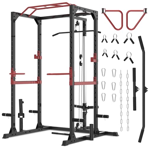 Power Cage Squat Rack with LAT Pulldown 800 lb Capacity L14770