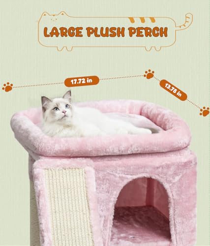 Beige Small Cat Tree with Scratching Post and Cave X868039