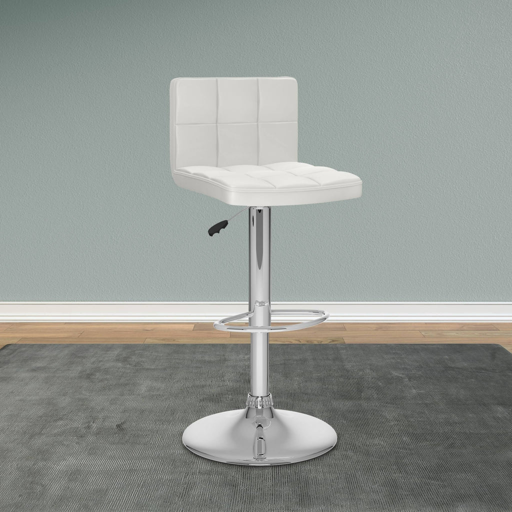 White Adjustable Leatherette Bar Stool Set of 2 M246