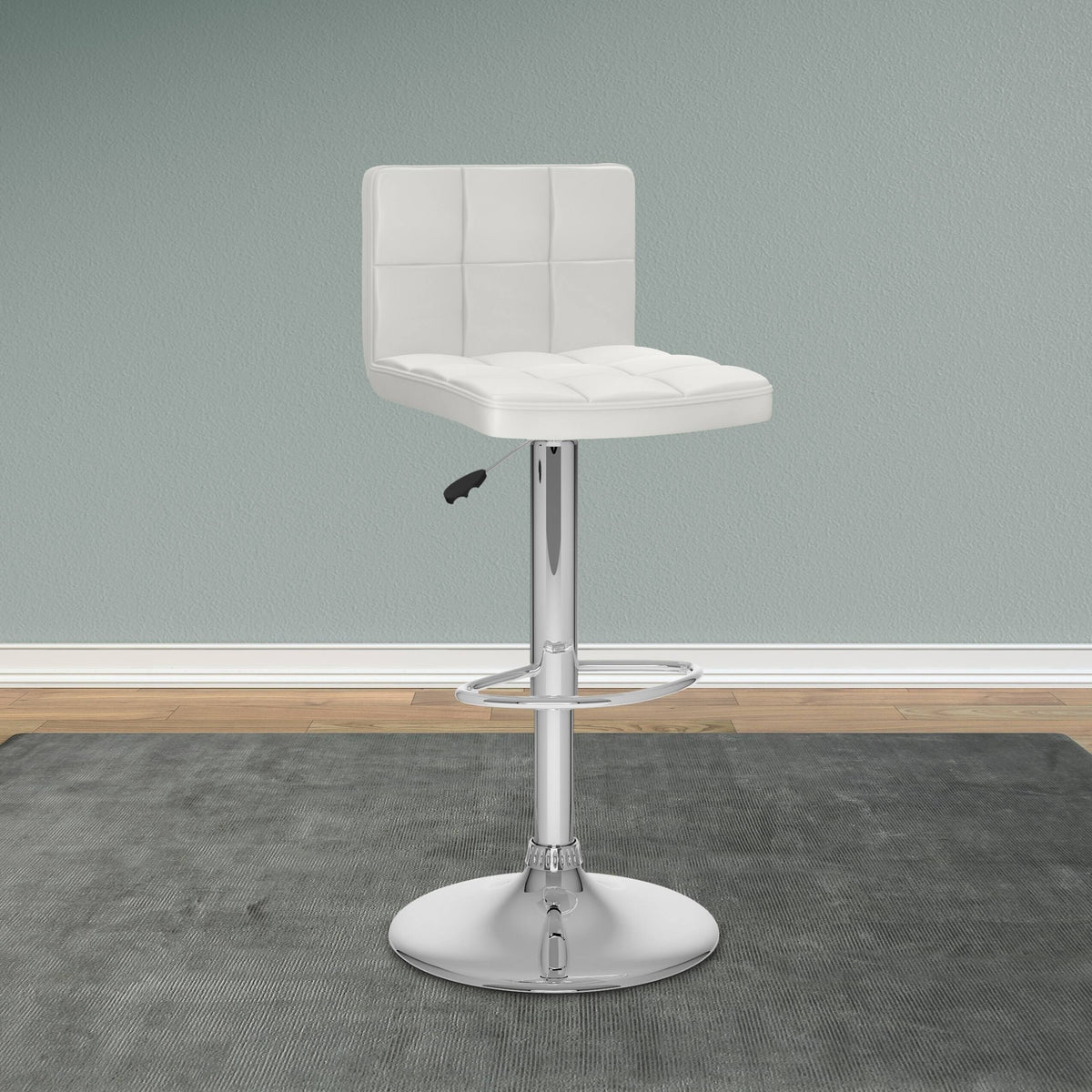 White Adjustable Leatherette Bar Stool Set of 2 M246