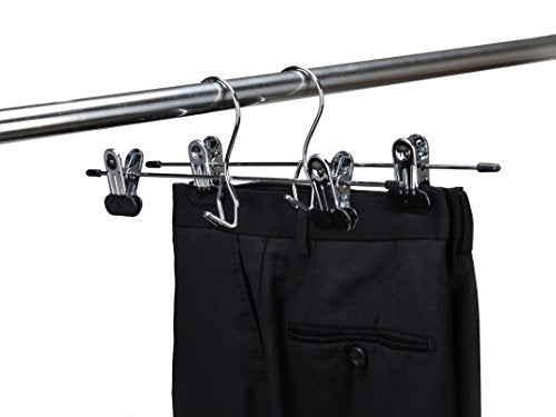 6 Pc Heavy Duty Metal Pants Hangers with Adjustable Clips O714601
