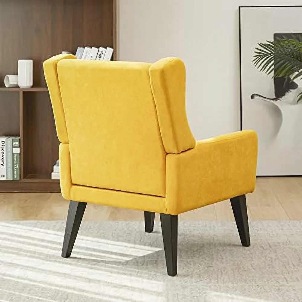 Yellow Upholstered Fabric Wingback Accent Chair S8222