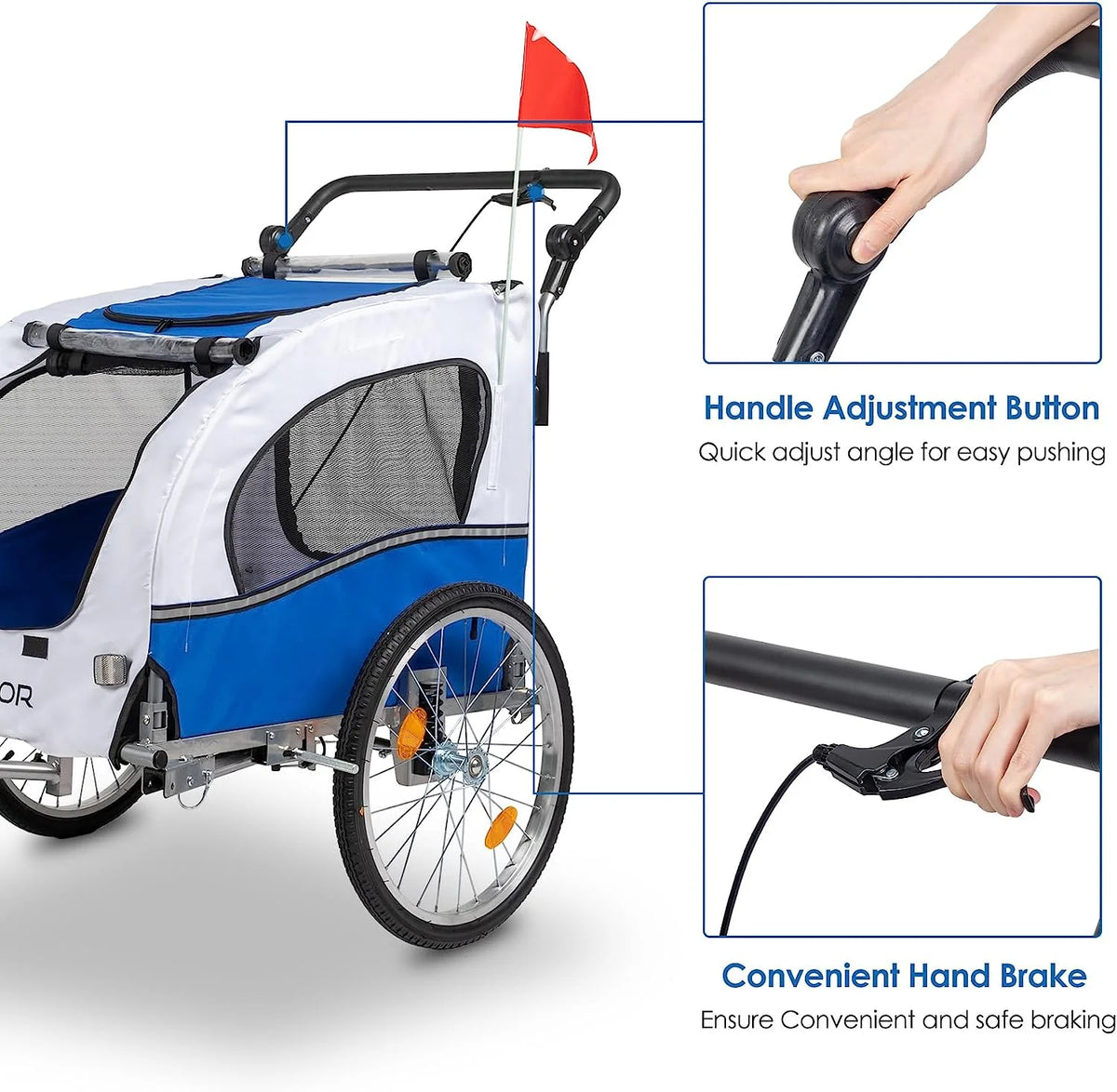 2-in-1 Dog Bike Trailer Pet Stroller with Universal Hitch R28628