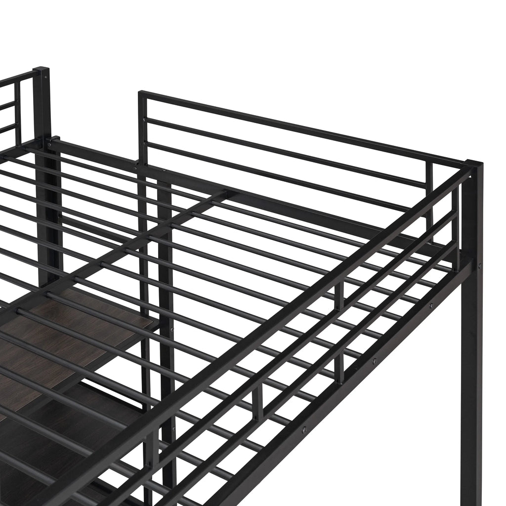 Full Size Black Metal Loft Bed with Desk and Whiteboard P765847