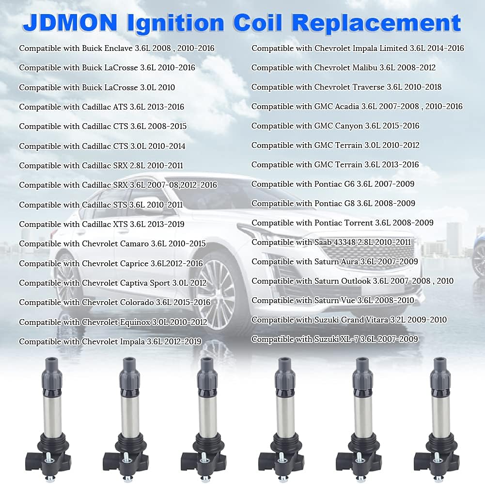 Ignition Coil Pack of 6 for V6 3.0L 3.2L 3.6L J853