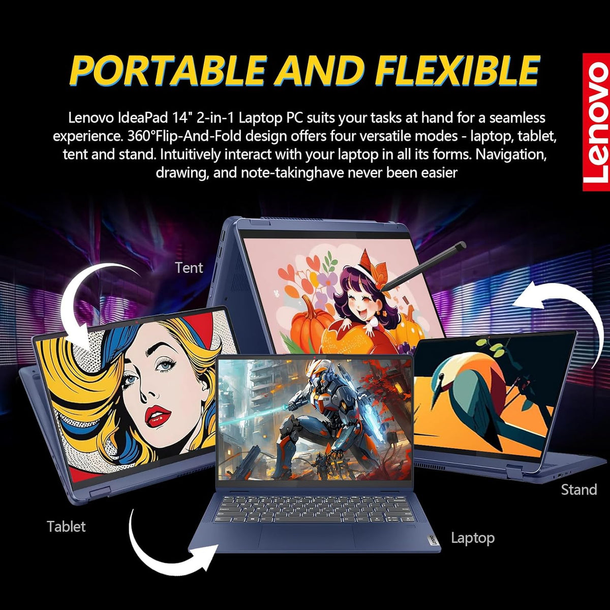 14 Inch FHD Touchscreen 2 in 1 Laptop, Intel Core i5, 16GB RAM 512GB SSD, Windows 11, Backlit Keyboard V724