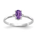 14 Karat White Gold Diamond and Amethyst Birthstone Ring U657