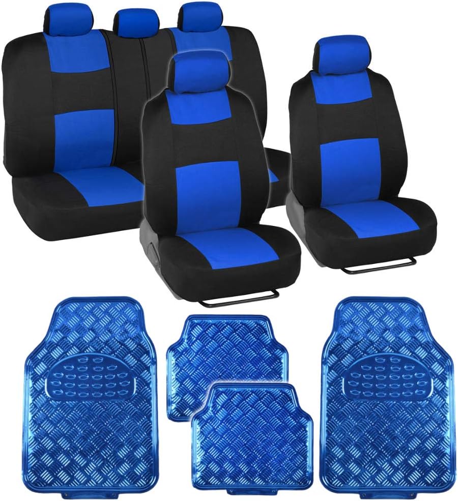 PolyPro Car Seat Covers Full Set with 4PC Metallic Floor Mats B2389