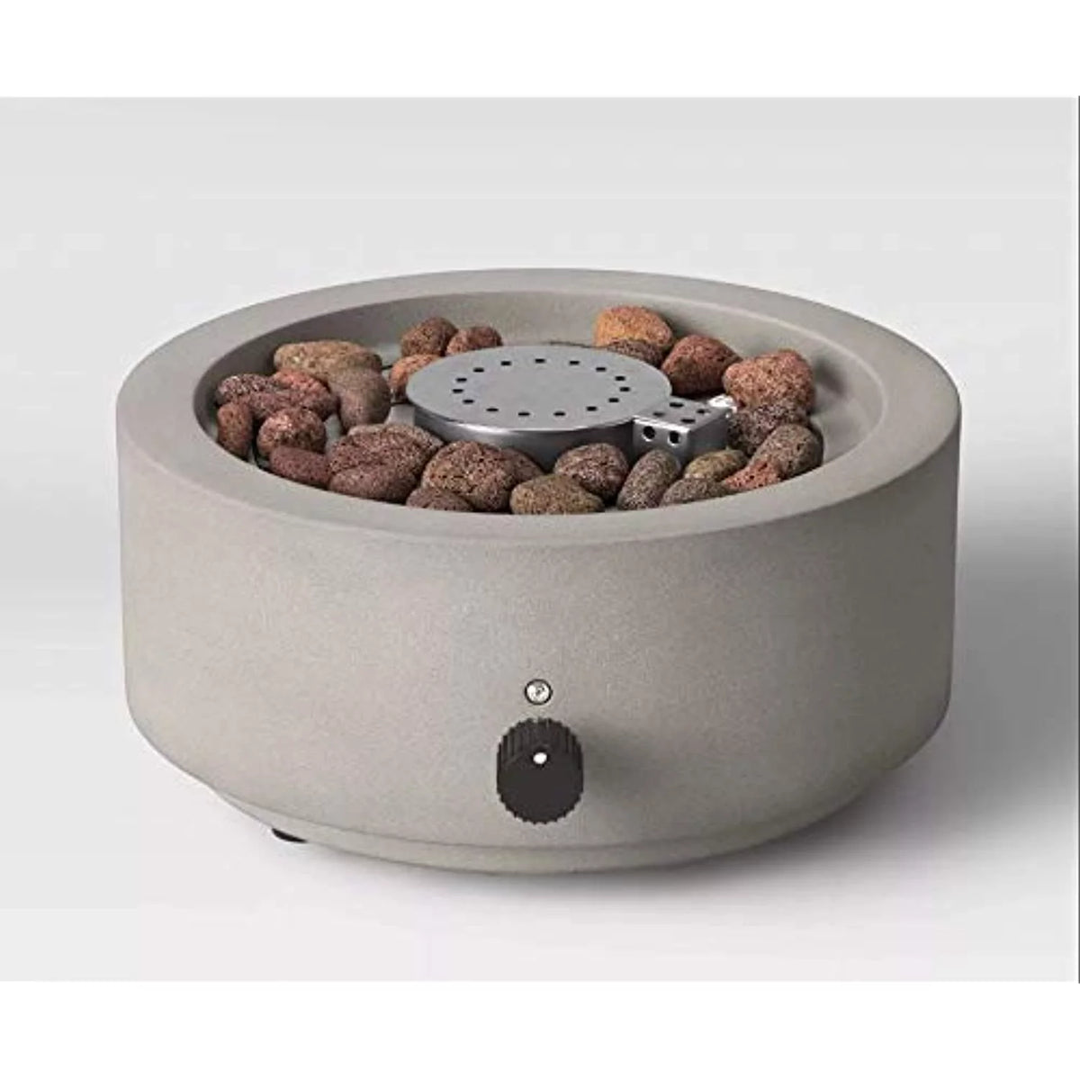 Round Patio Tabletop Fireplace with Umbrella Hole, 10 Inches, Gray D252264