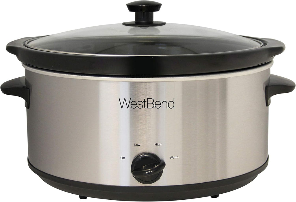 6-Quart Silver Manual Slow Cooker with Glass Lid T18453