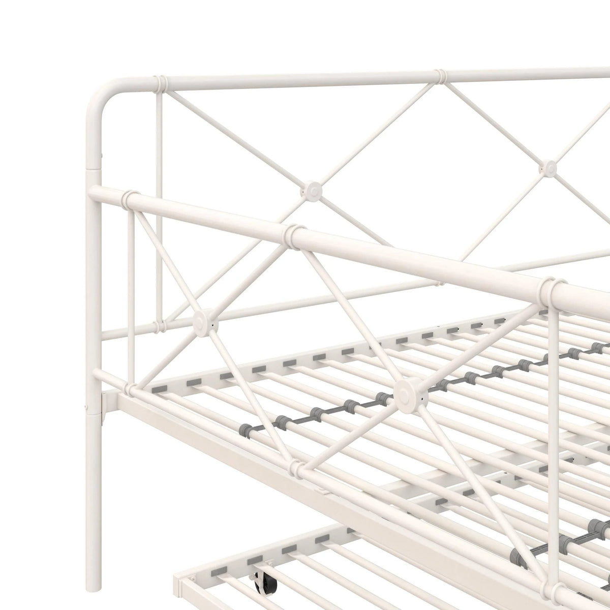 White Full Metal Farmhouse Daybed with Trundle B992