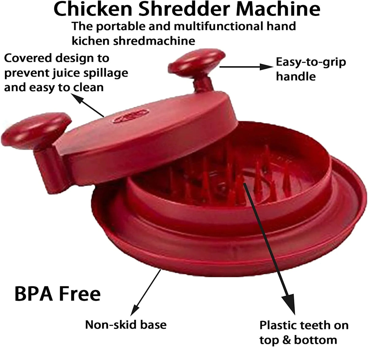 Chicken Shredder Tool with Handles and Non-Skid Base V93120