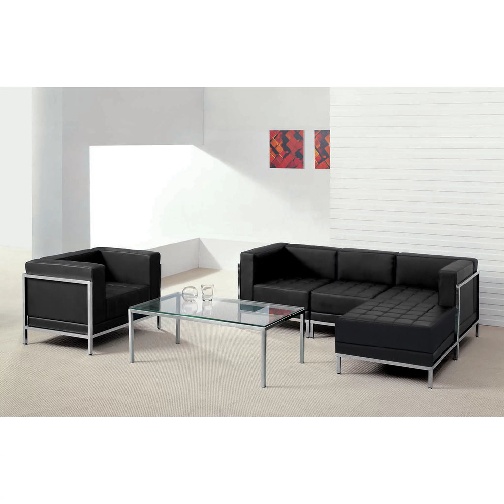 Black LeatherSoft 5 Pieces Sectional & Chair U953