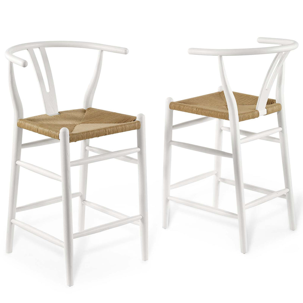 White Wood Counter Stool Set of 2 R62400