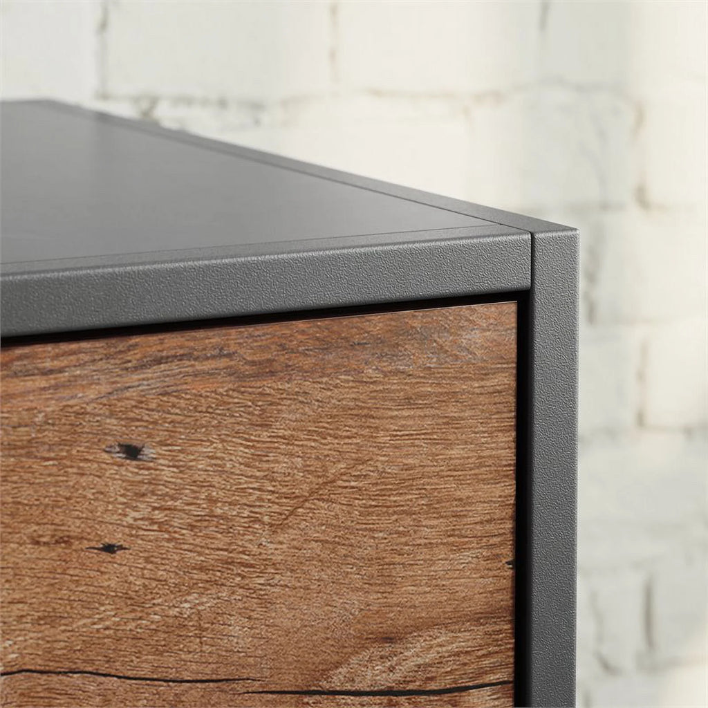Engineered Wood Lateral File Cabinet in Vintage Oak/Black P123488