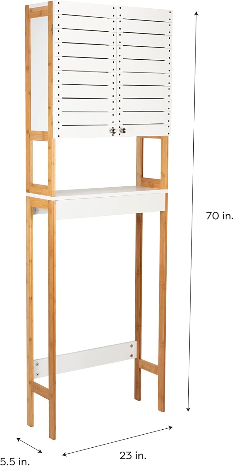 White Bamboo 3 Shelf Over The Toilet Cabinet E3262