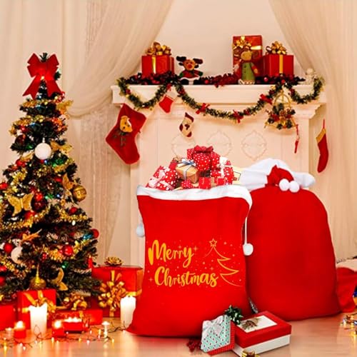 Jumbo Velvet Santa Gift Bags with Drawstring N446770