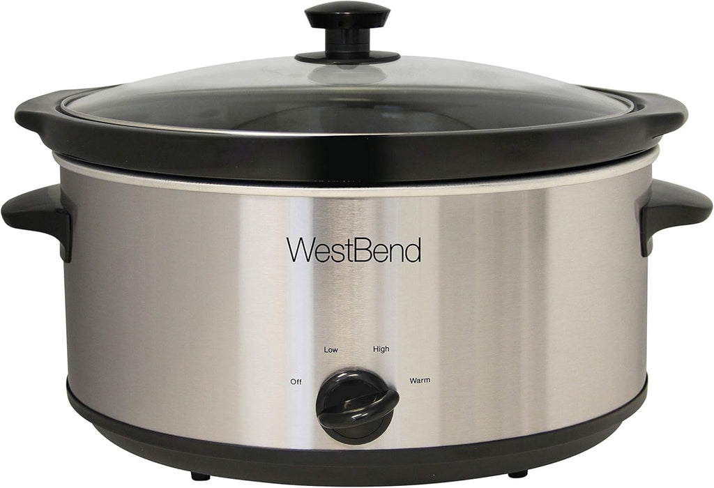6-Quart Silver Manual Slow Cooker with Glass Lid T18453