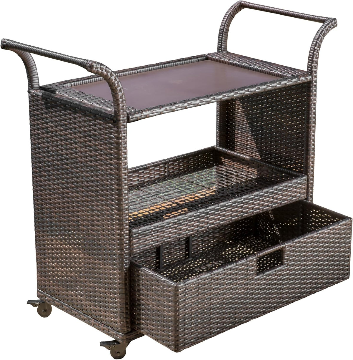 Multibrown Outdoor Wicker Bar Cart O4755