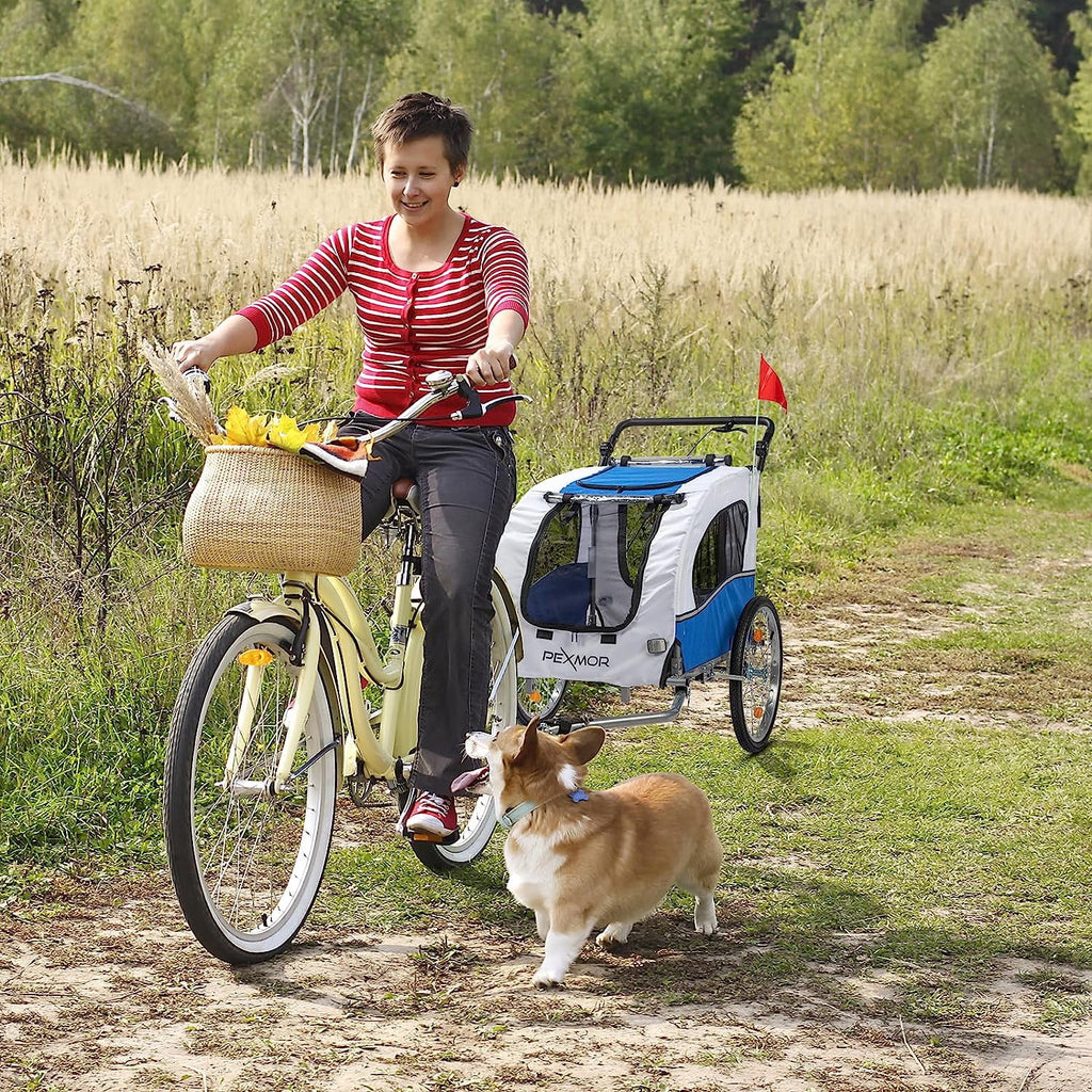 2-in-1 Dog Bike Trailer Pet Stroller with Universal Hitch R28628