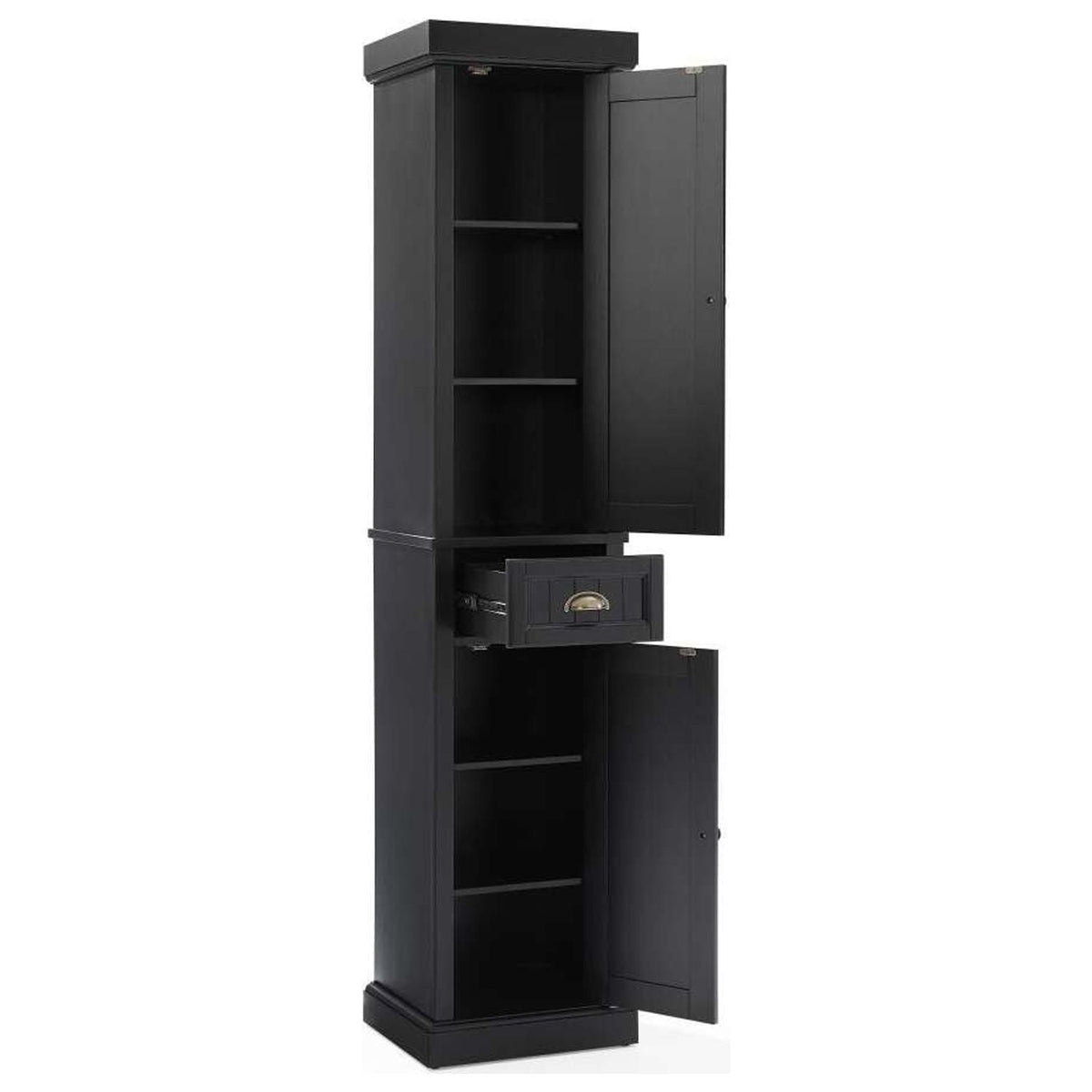 Distressed Black Wood Linen Cabinet F105537