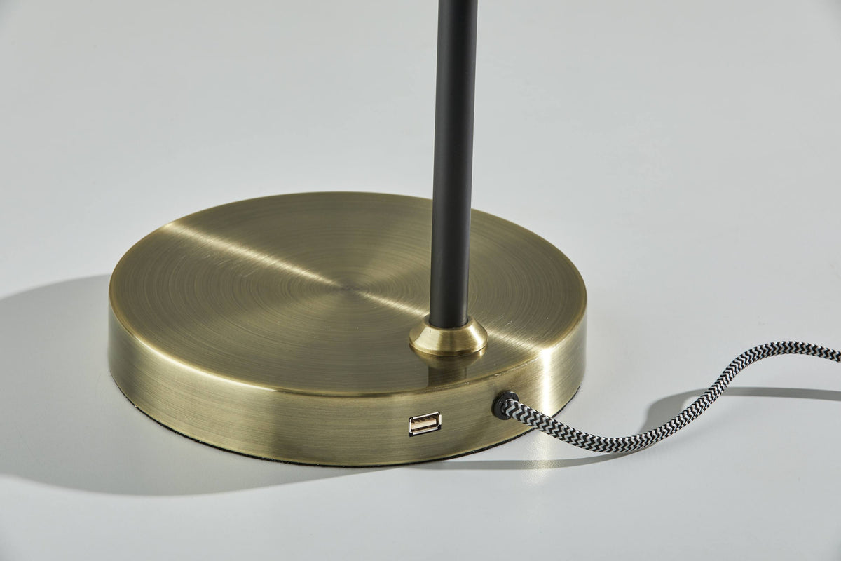 Black White and Antique Brass Desk Lamp B830115