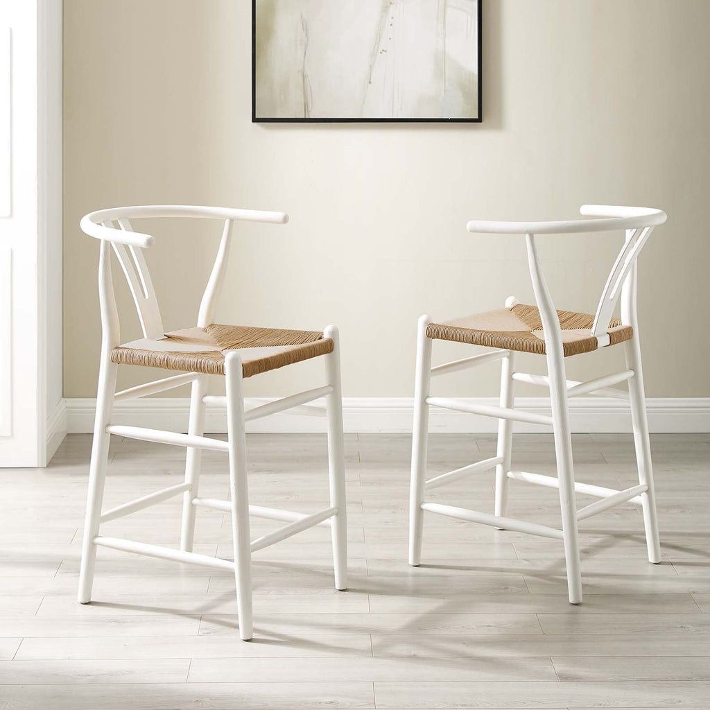 White Wood Counter Stool Set of 2 R62400