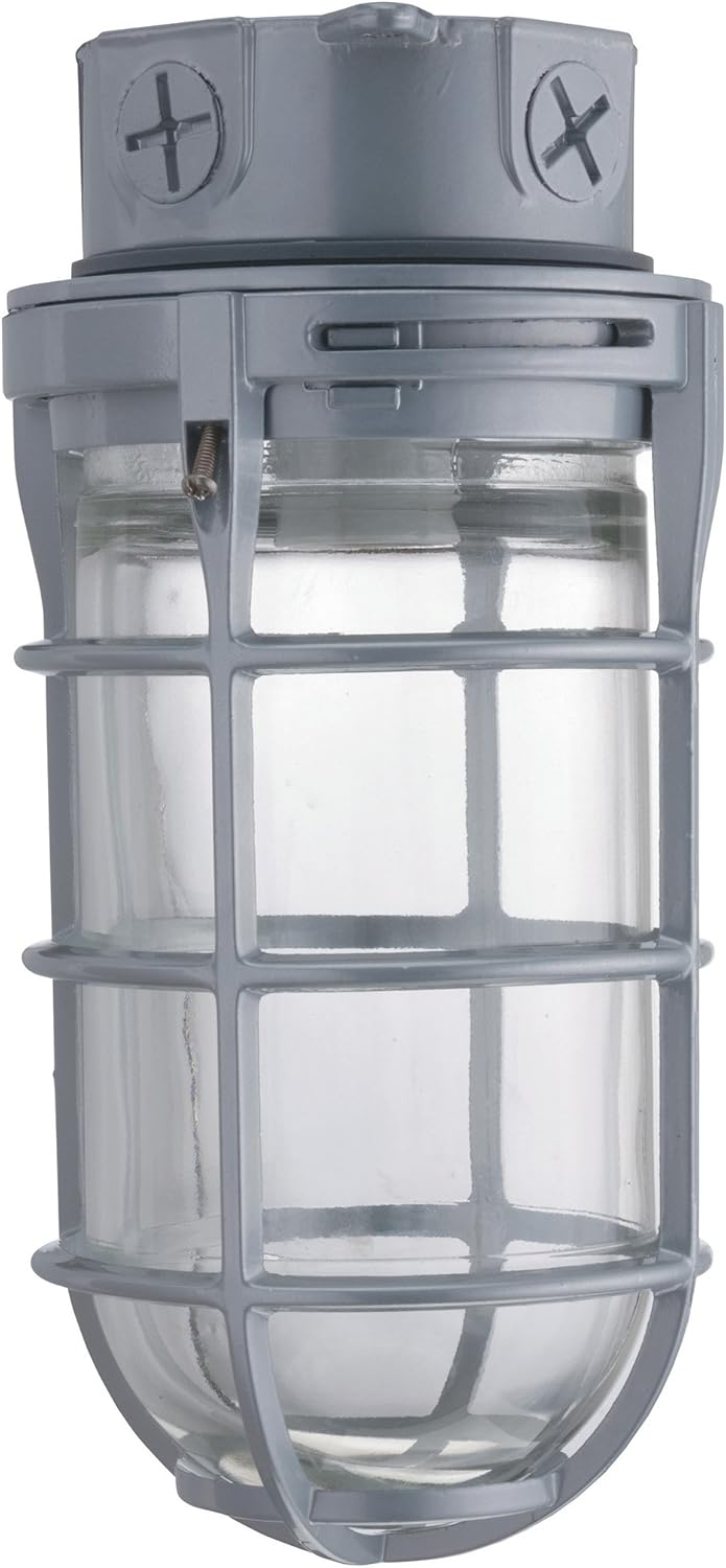 Wall Mount Utility Vapor Tight Light, Incandescent, 120 Volts, 150 Watts, Grey F25445