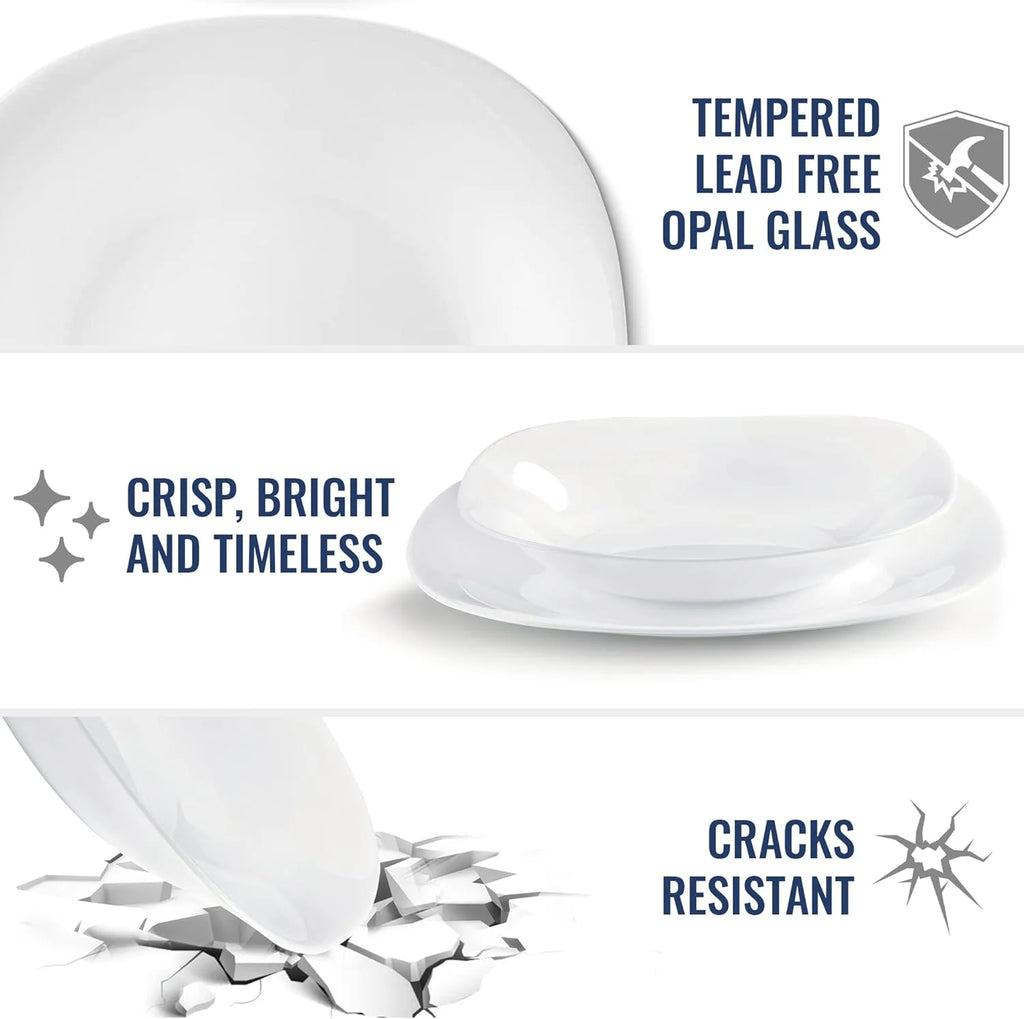 Set of 6 Tempered Opal Glass Dinner Plates Q8442