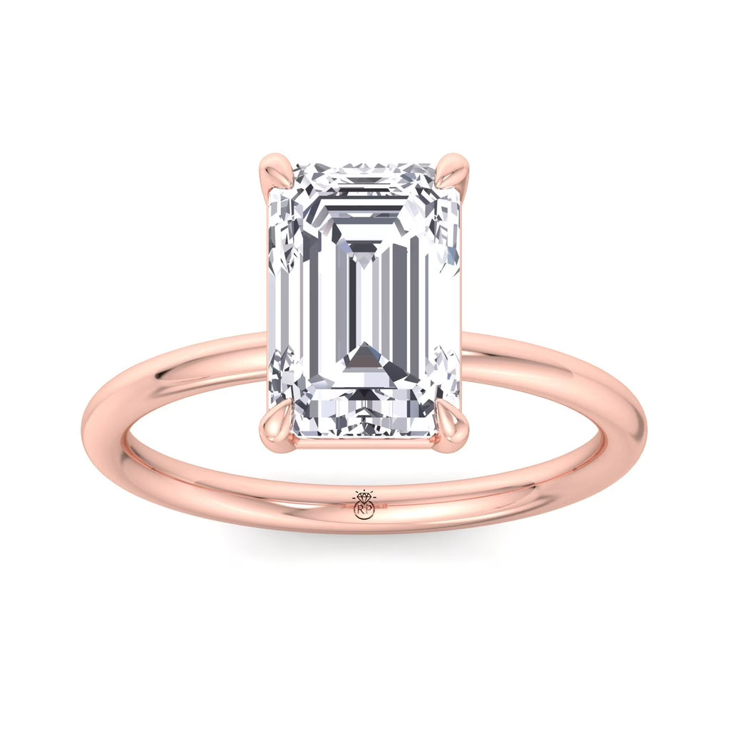 Emerald Cut Moissanite Lab Diamond Thin Band Solitaire Engagement Ring C518