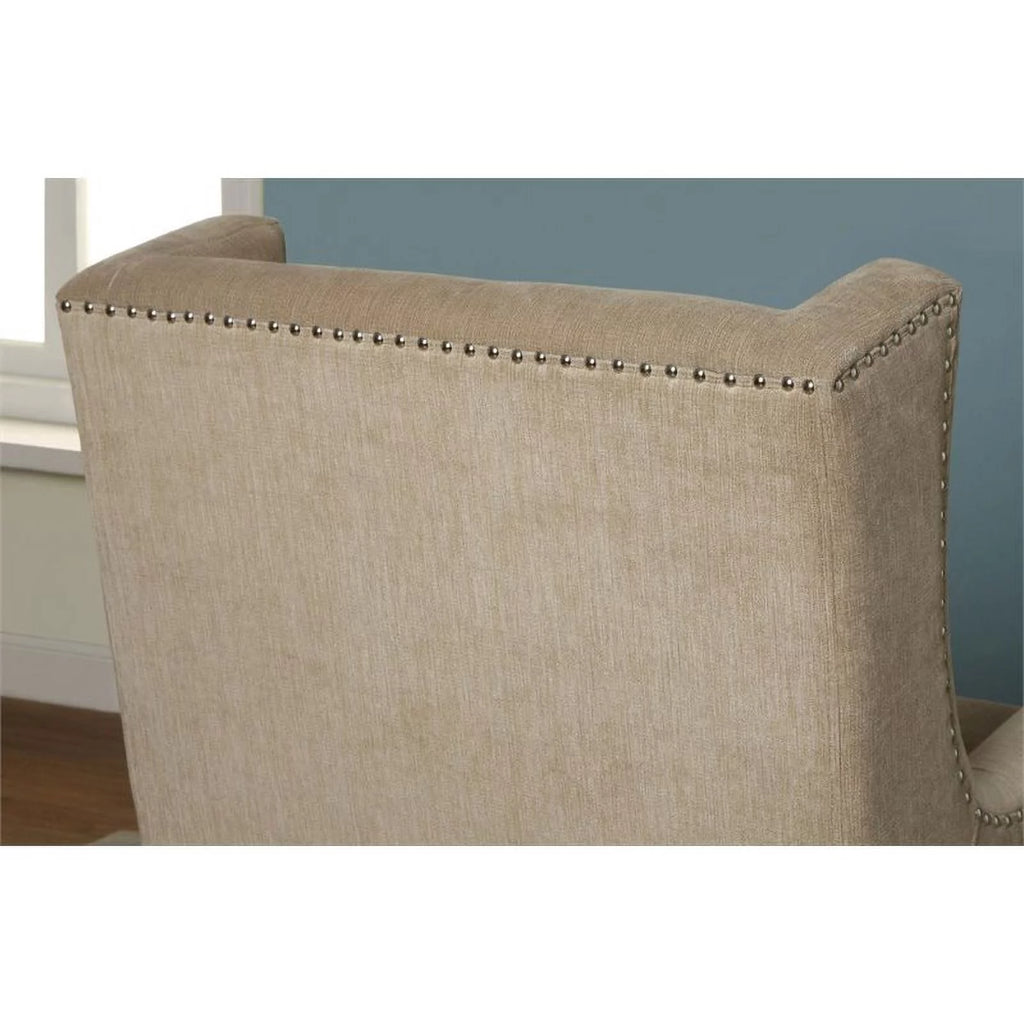 Ivory Fabric Wingback Accent Chair Y385431