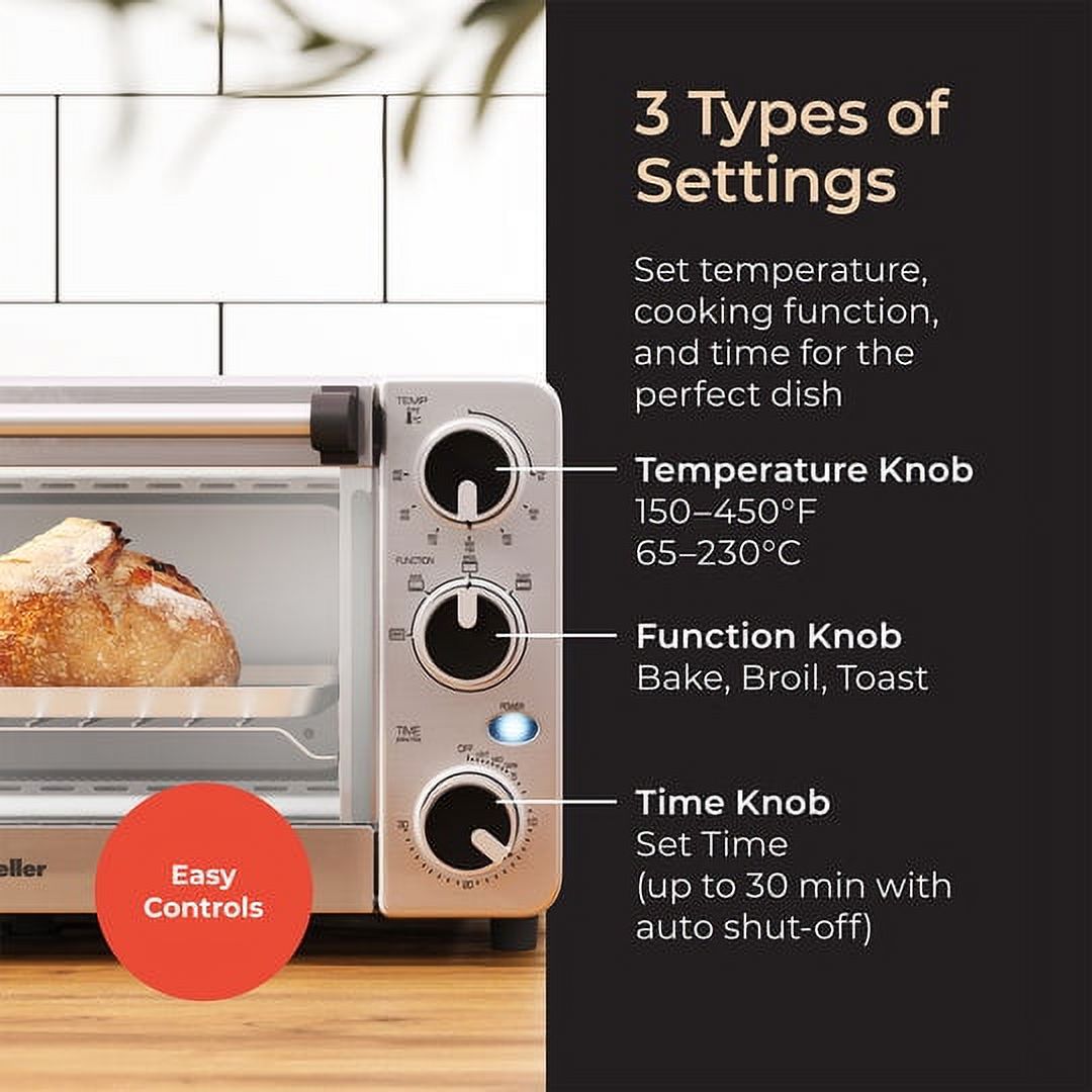 Stainless Steel 4 Slice Toaster Oven with 30 Minute Timer E315415