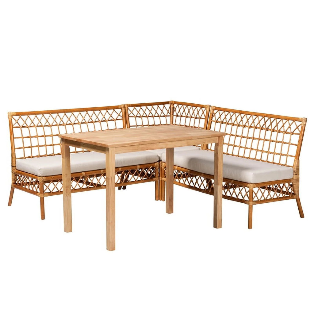 Honey Rattan 4-Piece Dining Nook Set T663050