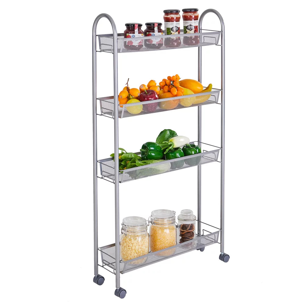 4 Tier Slim Rolling Storage Cart M6487